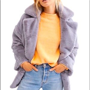 Free People Lavender-Faux Fur Jacket